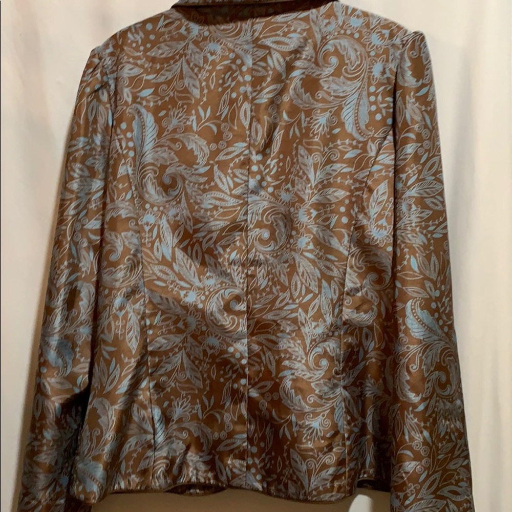 VICTOR COSTA jacket brn/blue.. SZ 12••poly - Picture 6 of 6